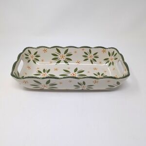 Temp-tations Old World 10" Ruffled Edge Ceramic Bread Basket Floral Dinnerware